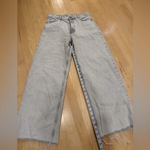 Zara Light Gray High-Rise Wide Leg Jeans